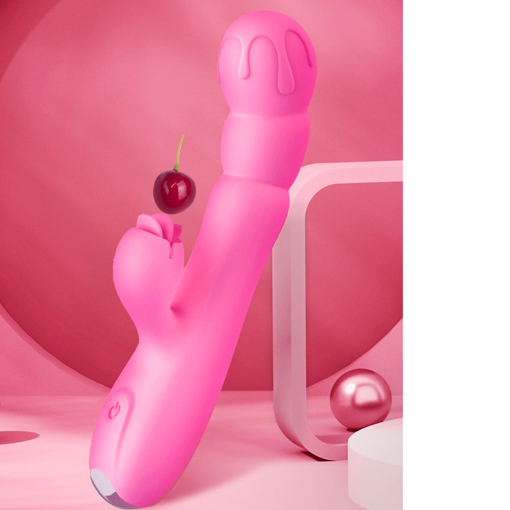 Tongue Licking Pink Dildo Electric Tongue Vibrator – product view 4