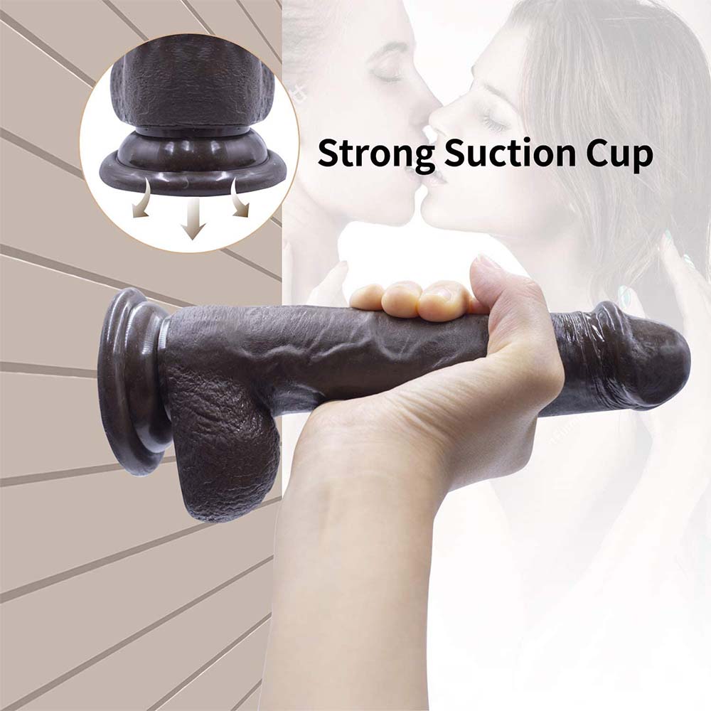 Strap-on Dildo Realistic Silicone Dildo with Wearable Sex Harness for Couple Pegging Women Lesbian Sex Fun, 7.6'' (Black) – product view 4