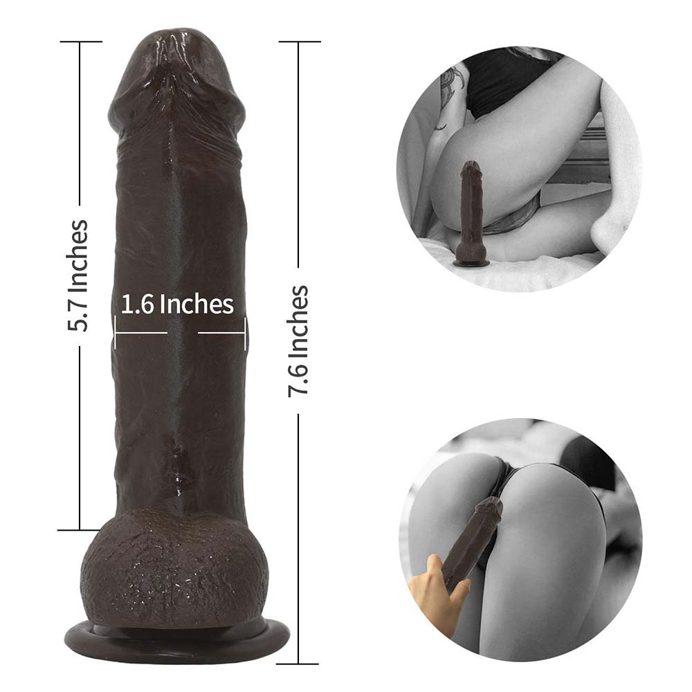 Strap-on Dildo Realistic Silicone Dildo with Wearable Sex Harness for Couple Pegging Women Lesbian Sex Fun, 7.6'' (Black) – product view 5