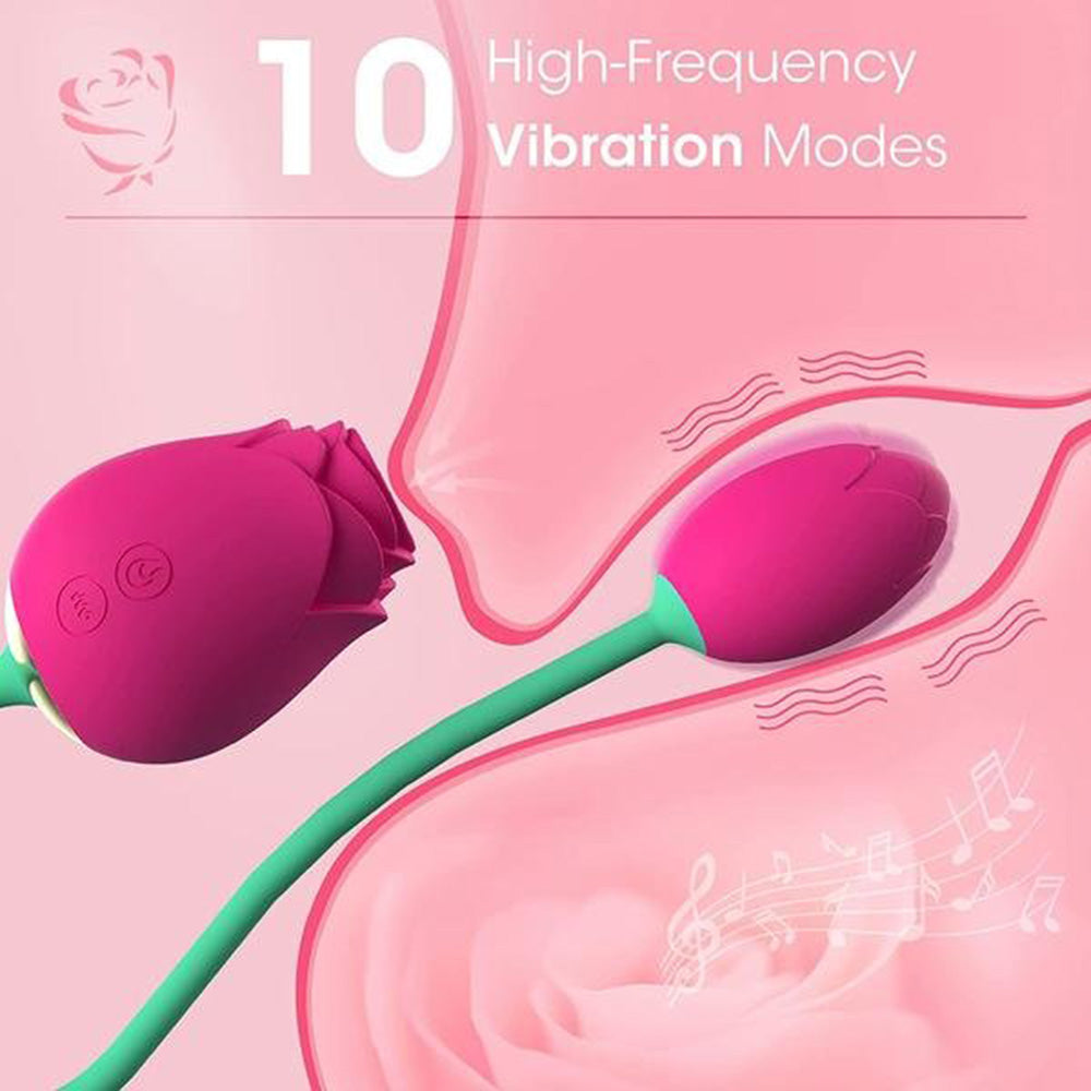The Rose Vibrator - 5 Suction & 10 Vibration Modes with Vibrating Egg – product view 6