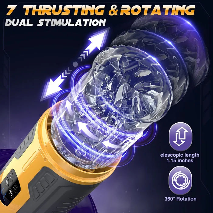 Truly Waterproof 3 In 1 Masturbation Cup 7 Thrusting Rotation Fully Male Stroker — product image 3