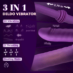3 Thrusting & 10 Cibrating Modes Heating Thrusting Vibrating Dildo – product view 2