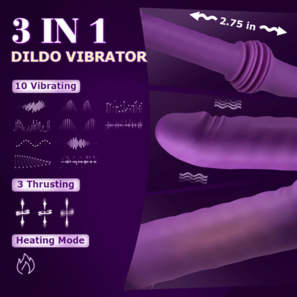 3 Thrusting & 10 Cibrating Modes Heating Thrusting Vibrating Dildo – product view 2