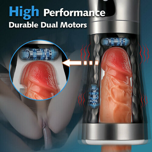 LUOGE 10 Vibrating 5 Sucking Male Stroker Penis Training & Tongue Lick Testicles 2 in 1, Heating Voice Blowjob Toy – product view 5