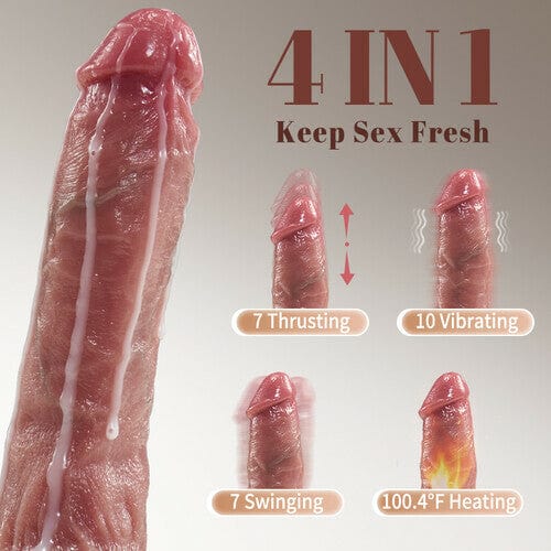 6.3 in Small Glans Thick Shaft Big Ball 7 Thrusting Swinging 10 Vibrating Heating Lifelike Dildo