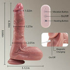 6.3 in Small Glans Thick Shaft Big Ball 7 Thrusting Swinging 10 Vibrating Heating Lifelike Dildo