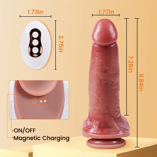 7.28 in Thick Thrusting Vibrating Heating Realistic Dildo with Strong Suction Cup and Remote Control