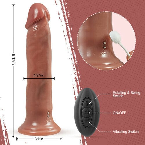 8.9 in 5 Beads Rotating Swing 8 Vibrating Dildo remote control