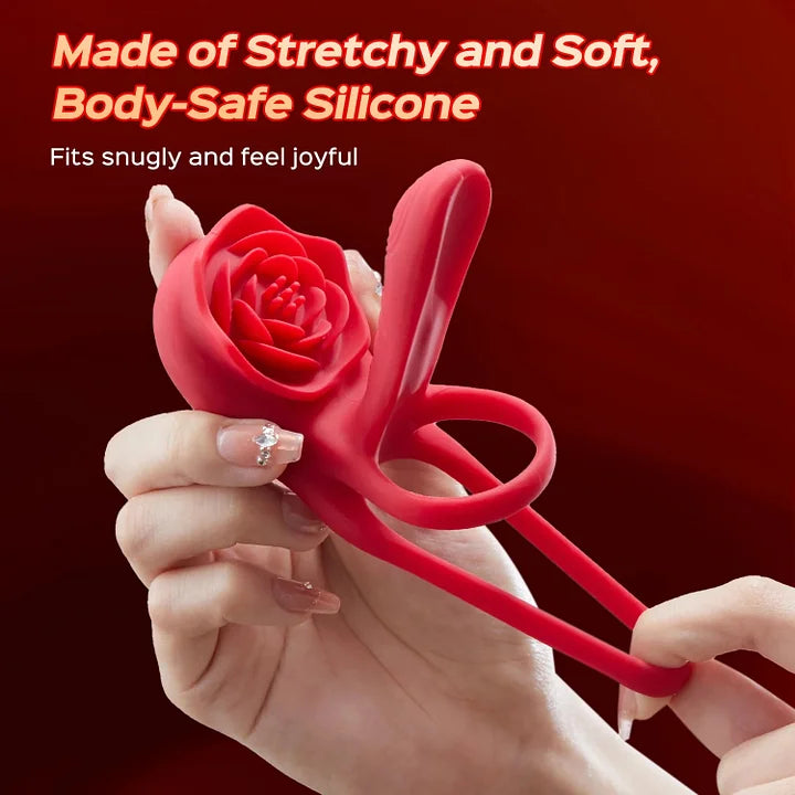 Rosethick – Dual-Ring Couples Ring with External Massager