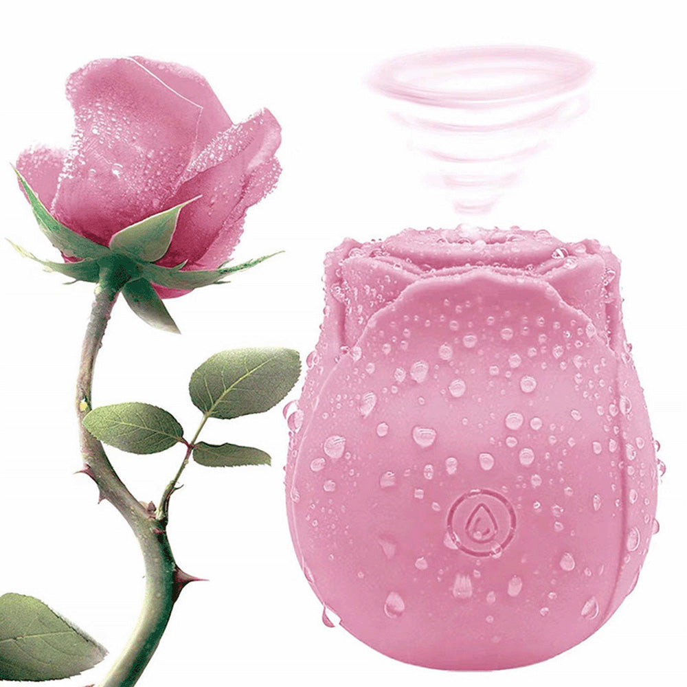 Pink Rose Suction Vibrator 7 Frequency Sucking Clit Massage Rose Toy – product view 2