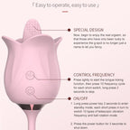 3-in-1 Blooming Sexy Pink Rose Toy Rotating Pearls Telescopic Tongue-licking Vibrator