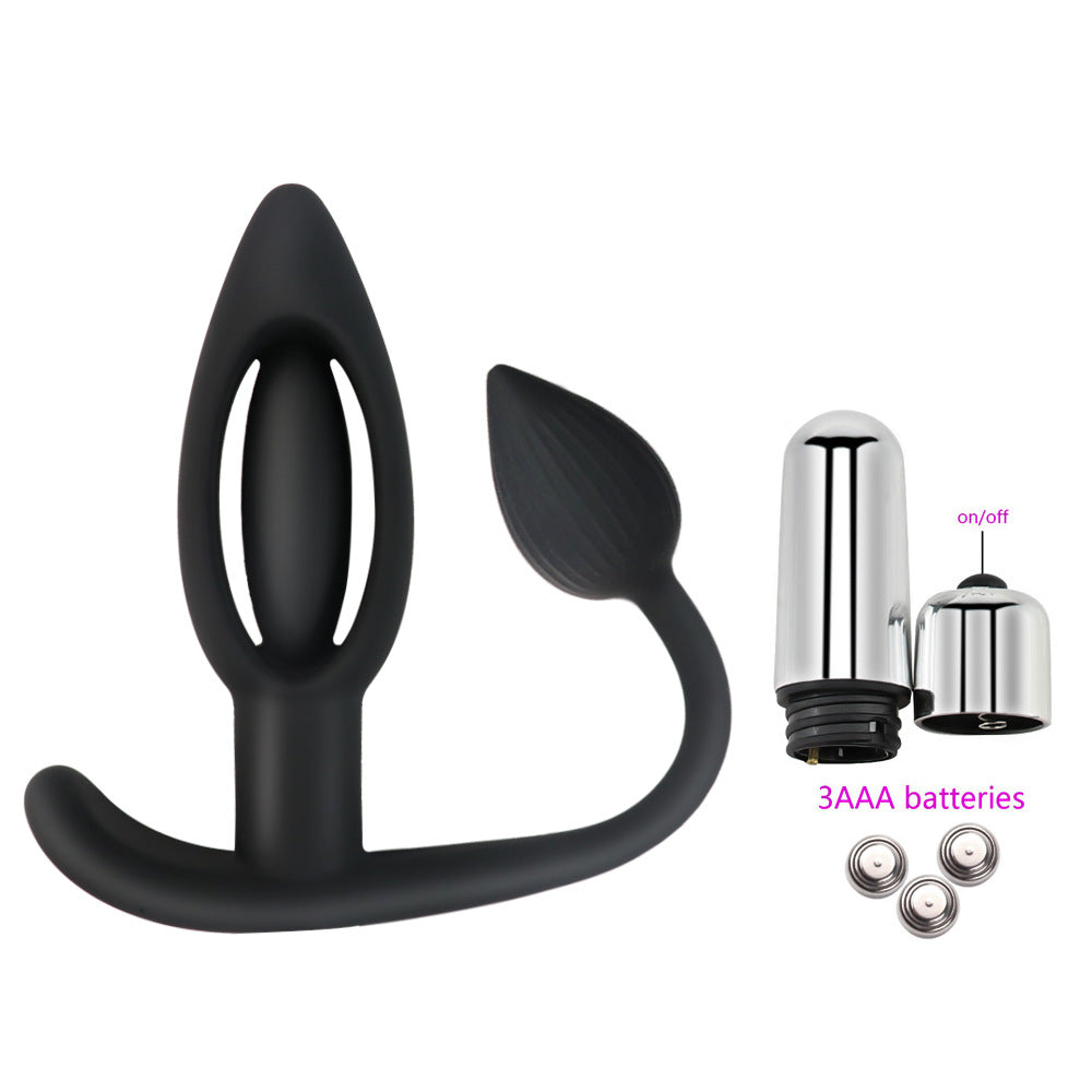 Hollow Thread Silicone Vibrating Anal Plug – product view 5