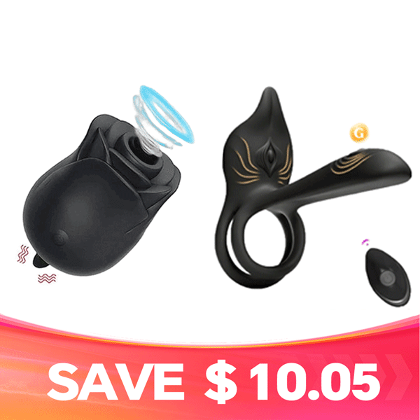 Self-Care Set for Black Rose 2-in-1 Suction & Tongue-Style Massager Set