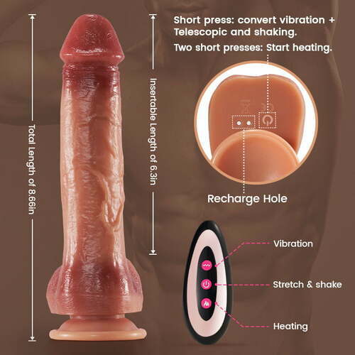 6.3" Heating Thrusting Vibrator with 9 Vibration & 3 Motion Modes – Realistic Silicone