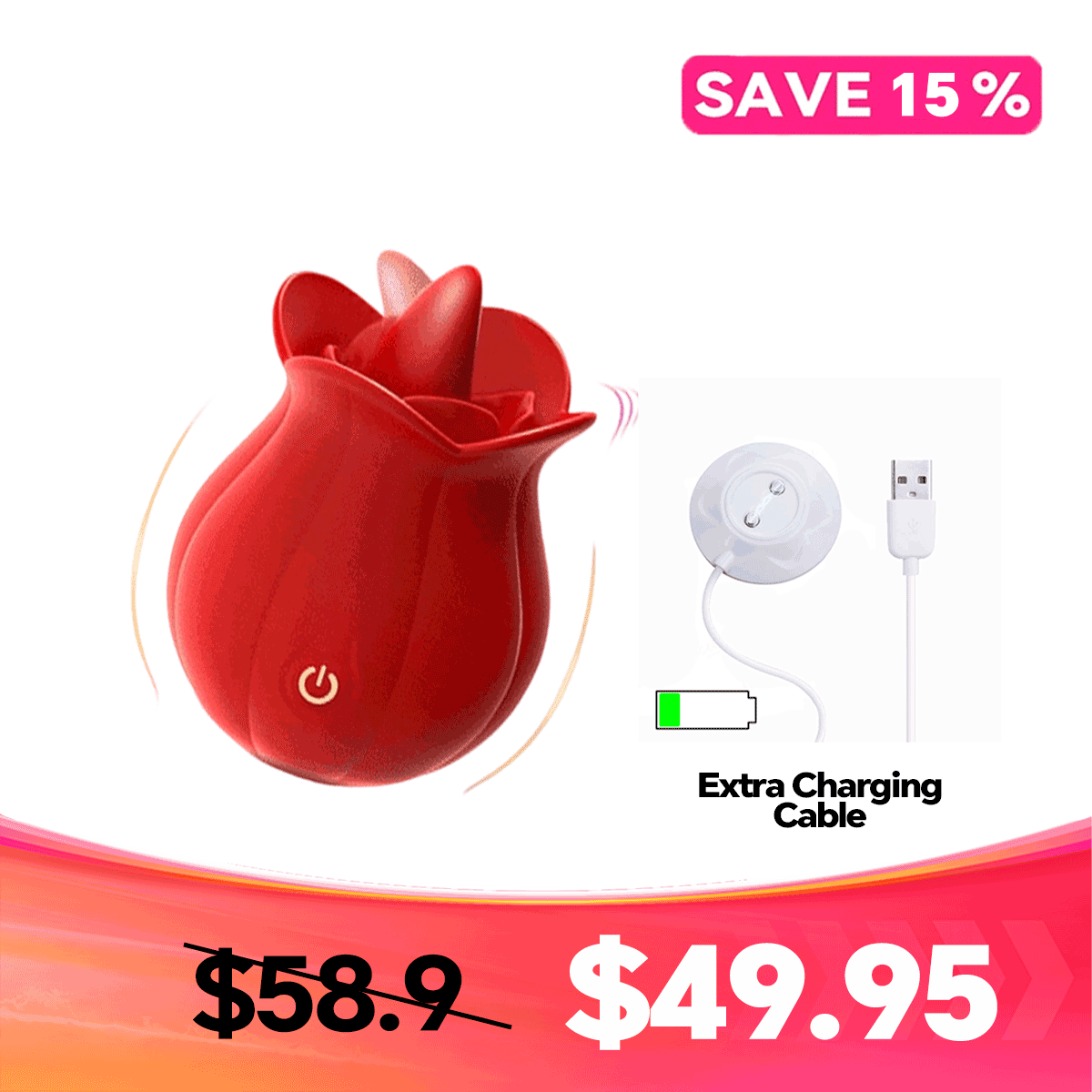 MLEM Rose Tongue-Style Massager – Easy-to-Position Design