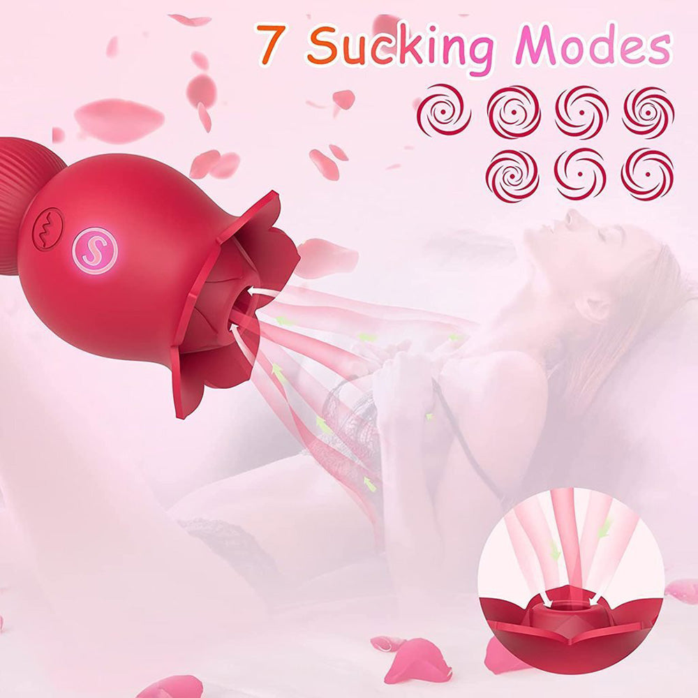 2 in 1 Rose Suction Vibrator and Tongue Vibrator for Female Male – product view 2