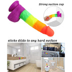 Powerful Suction Cup Base 8.1-Inch Realistic Rainbow Dildo – product view 3