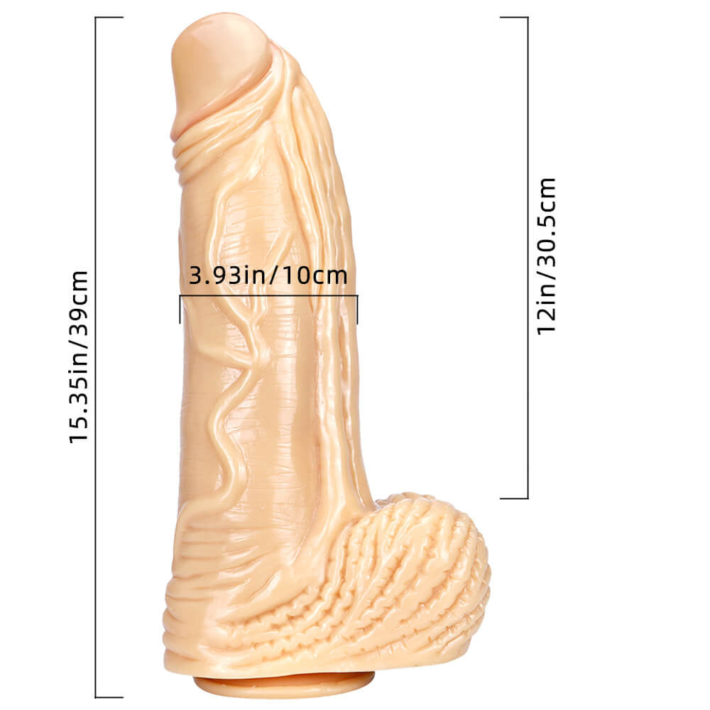 15.35 Inches Huge Long Realistic Textured Penis Dildo – product view 14