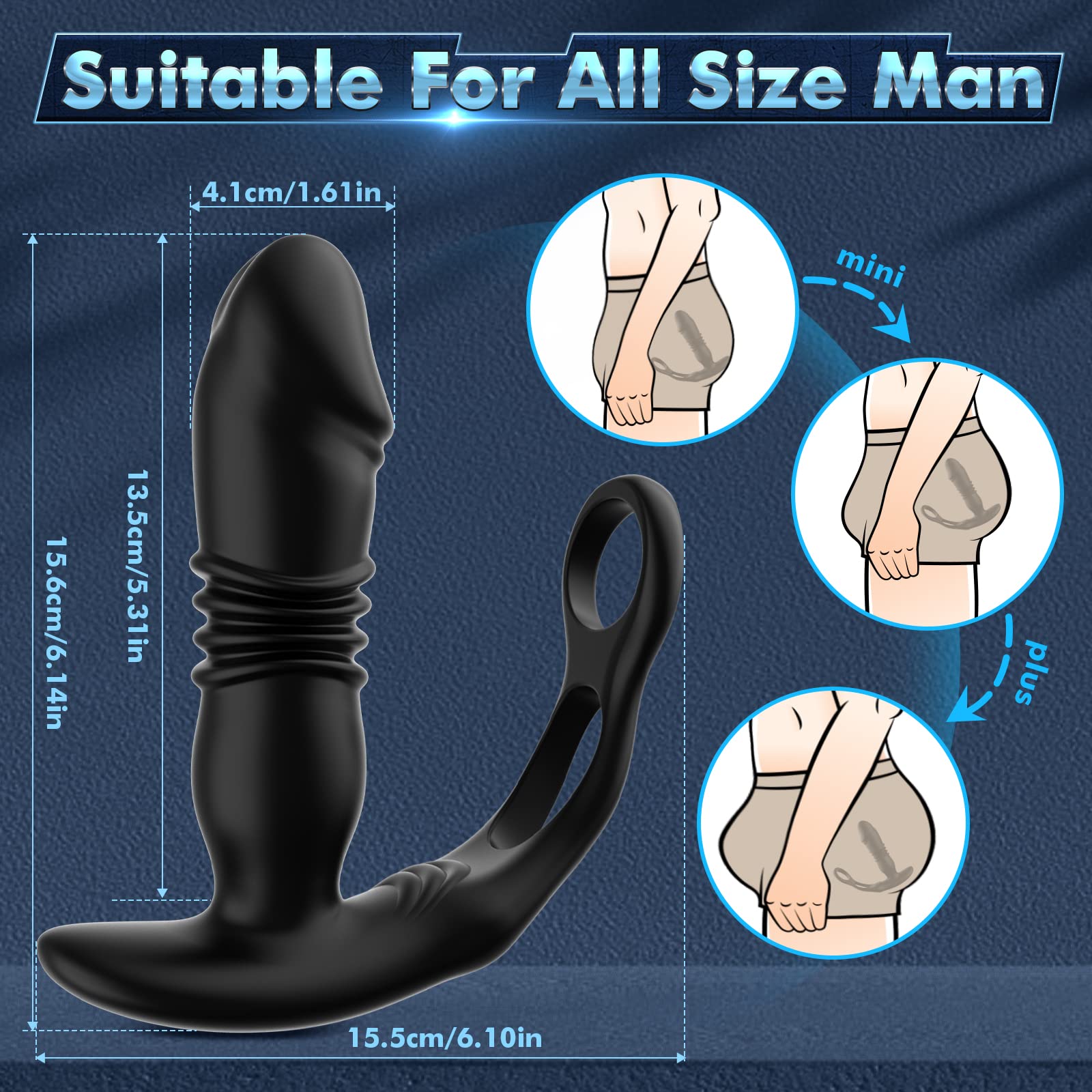 Uxol 3 in 1 Thrusting Prostate Massager Anal Vibrator – product view 7