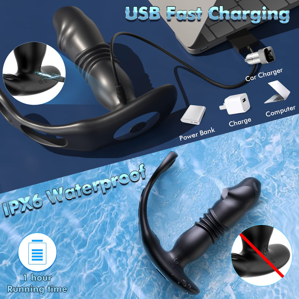 Uxol 3 in 1 Thrusting Prostate Massager Anal Vibrator – product view 6
