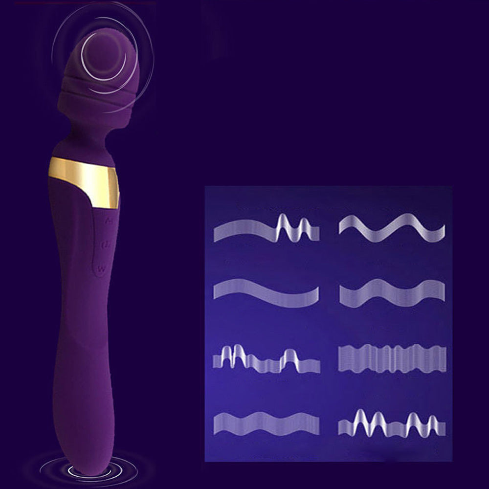 Double Head Magic Wand Rechargeable with Vibrating Dildos – product view 2