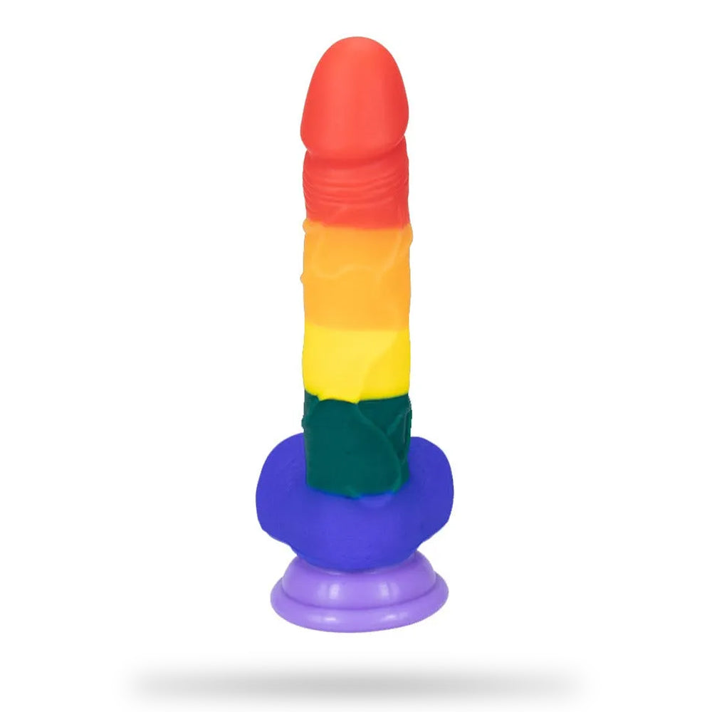 8 Inch Allovers Dildo Transparent Sucker Rainbow Dildo