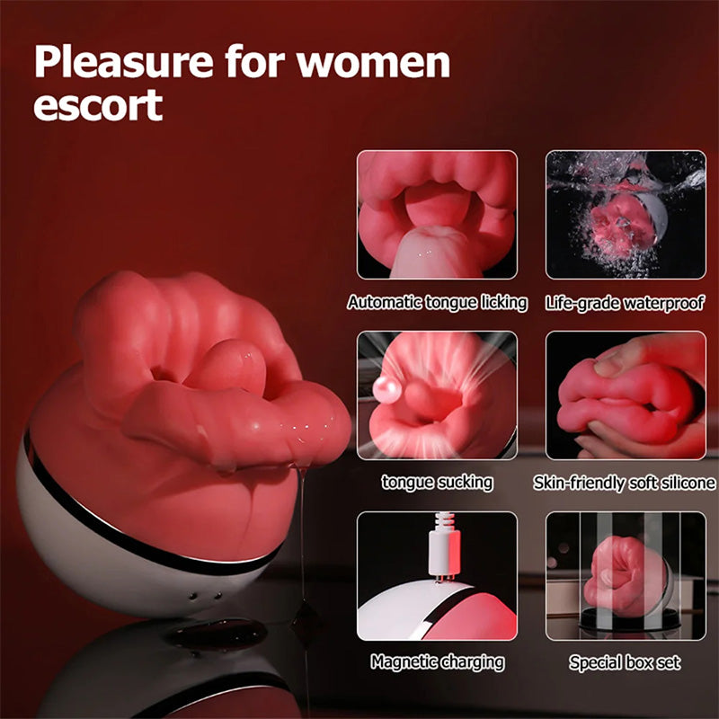 Big Mouth Rose Kiss Sucking Tongue Licking Vibrating Masturbator – product view 12