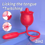 2 In 1 Rose Toy Thrusting Dildo Vibrator With 9 Tongue Licking 9 Thrusting Vibrating