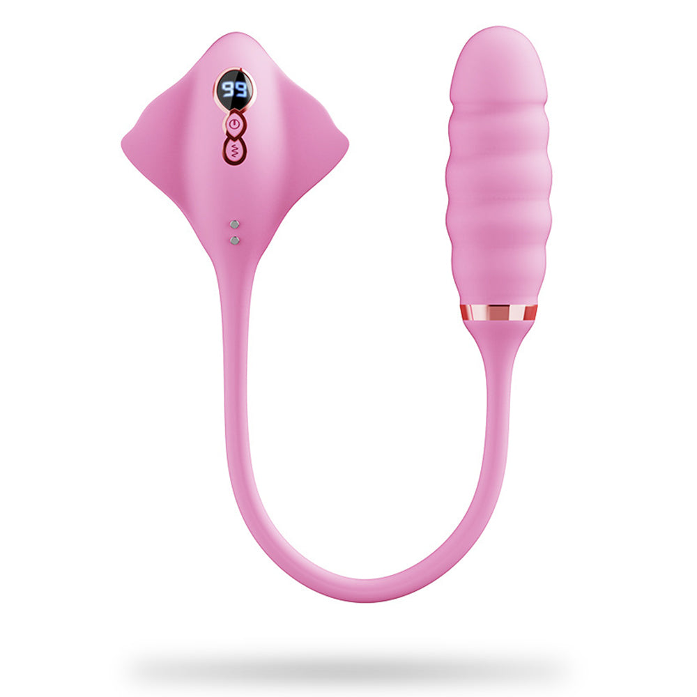 2 in 1 Pink Vibrator Vibration Tongue Licking with Vibrating Egg – product view 2