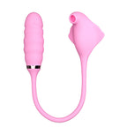 2 in 1 Pink Vibrator Vibration Tongue Licking with Vibrating Egg – product view 5
