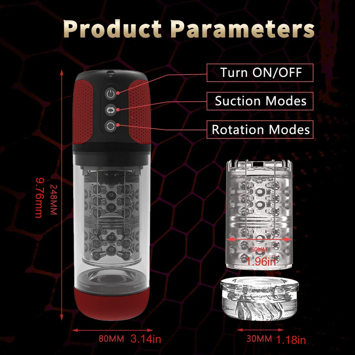 XStreamPulse Automatic Rotating Masturbation Cup with 10 Vibration 5 Sucking Vacuum Deep Throat Threaded Pussy Toy – product view 5
