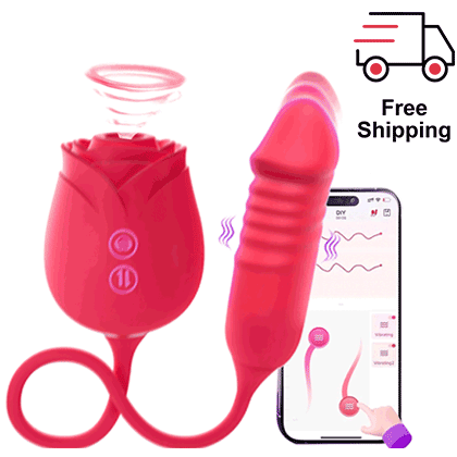 Rose Mary App-Controlled Dual Massager - rabbit vibrator with suction featuring app controlled, waterproof, quiet
