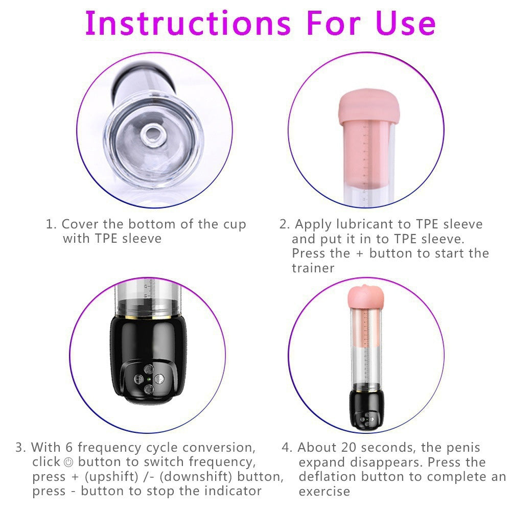 VeloThrust Vibration 6 Mode Suction Penis Pump, 2 in 1 Penis Enlargement Vacuum Pump Penis Trainer – product view 5