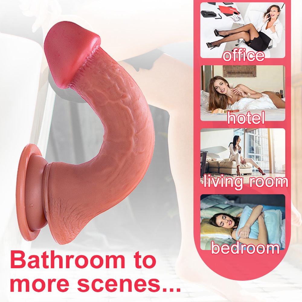 7.1 Inch Thickened Silicone Dildo| Suction Cup Allovers Thrusting Dildo – product view 2