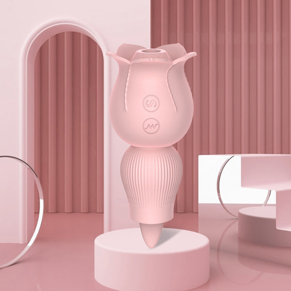 2 in 1 Rose Suction Vibrator and Tongue Vibrator for Female Male – product view 7