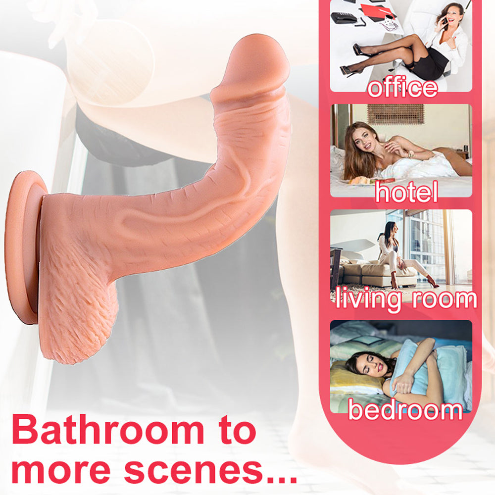 7.3 Inch Double Free Spins Suction Cup Dildos - Simulation Allovers Dildos