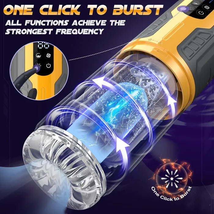 Truly Waterproof 3 In 1 Masturbation Cup 7 Thrusting Rotation Fully Male Stroker — product image 4