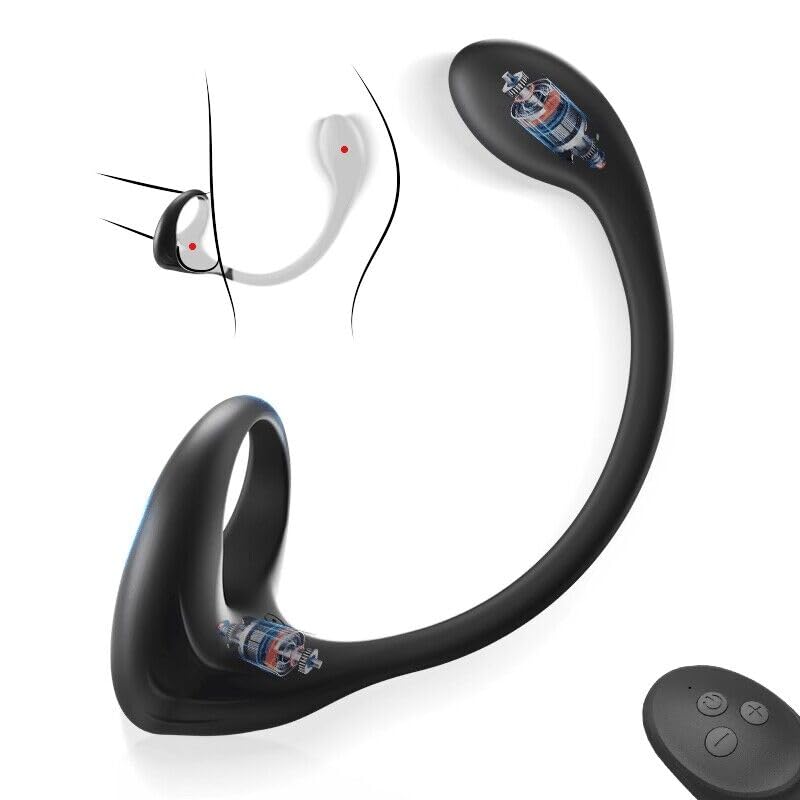 3 in 1 Dual Motor 10 Modes Vibrating Cock Ring with Anal Plug, Uxol 10 Vibration Modes Adult Sex Toys for Men Couples, Prostate Massager G spot Nipple Vibrator Remote Control – product view 2