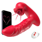 Trovina 2-in-1 thrusting and suction massager in red