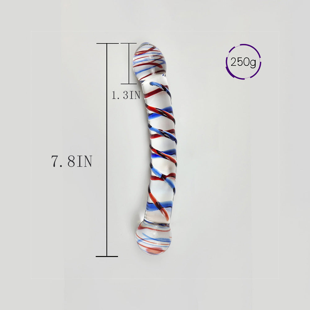 Crystal Glass Dildo Red And Blue Texture Anal Plug – product view 4