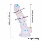 5.5 in Jelly Particles Rainbow Transparent Realistic Dildo With Suction Cup