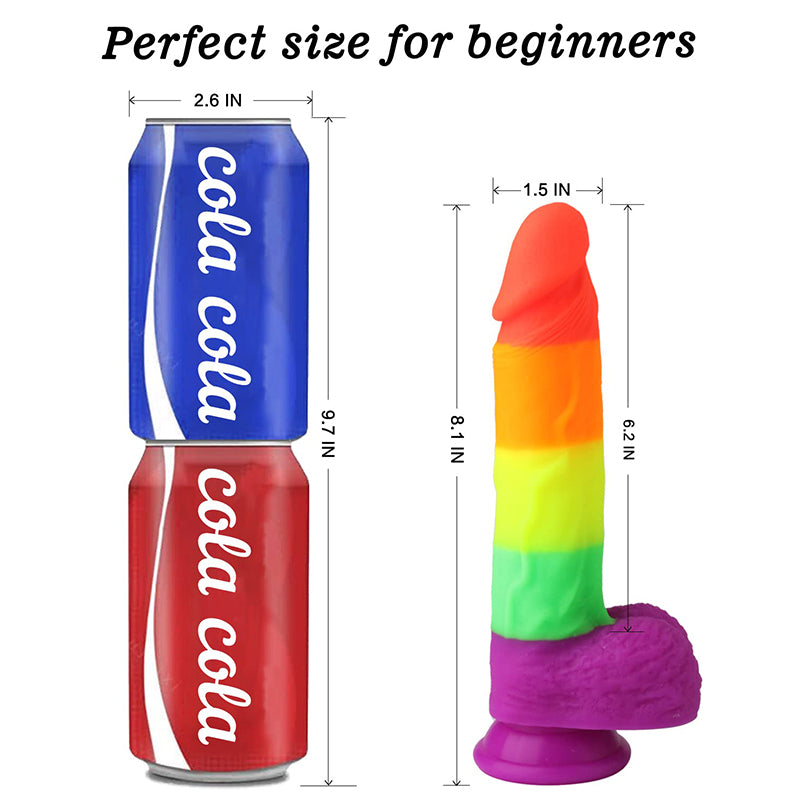 Powerful Suction Cup Base 8.1-Inch Realistic Rainbow Dildo – product view 6