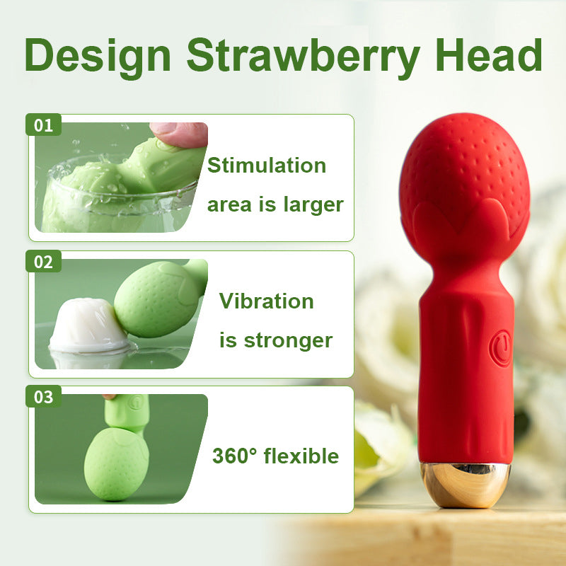 10 Frequency Vibration Mini AV Strawberry Head Vibrator – product view 3