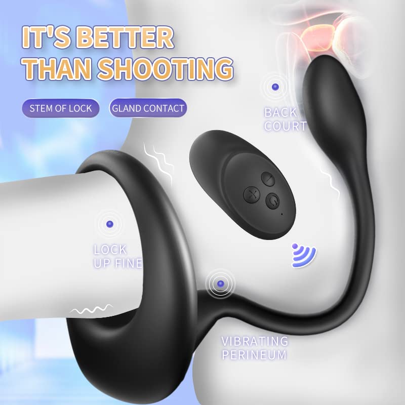 3 in 1 Dual Motor 10 Modes Vibrating Cock Ring with Anal Plug, Uxol 10 Vibration Modes Adult Sex Toys for Men Couples, Prostate Massager G spot Nipple Vibrator Remote Control – product view 3