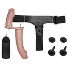 Vibrating Strap On Dildo Vibrator Double Dong with Adjustable Harness, MLSice Dual Penetration Harness Dildo Vibrator Female Couple Anal Sex Toy for Lesbians - Flesh – product view 2