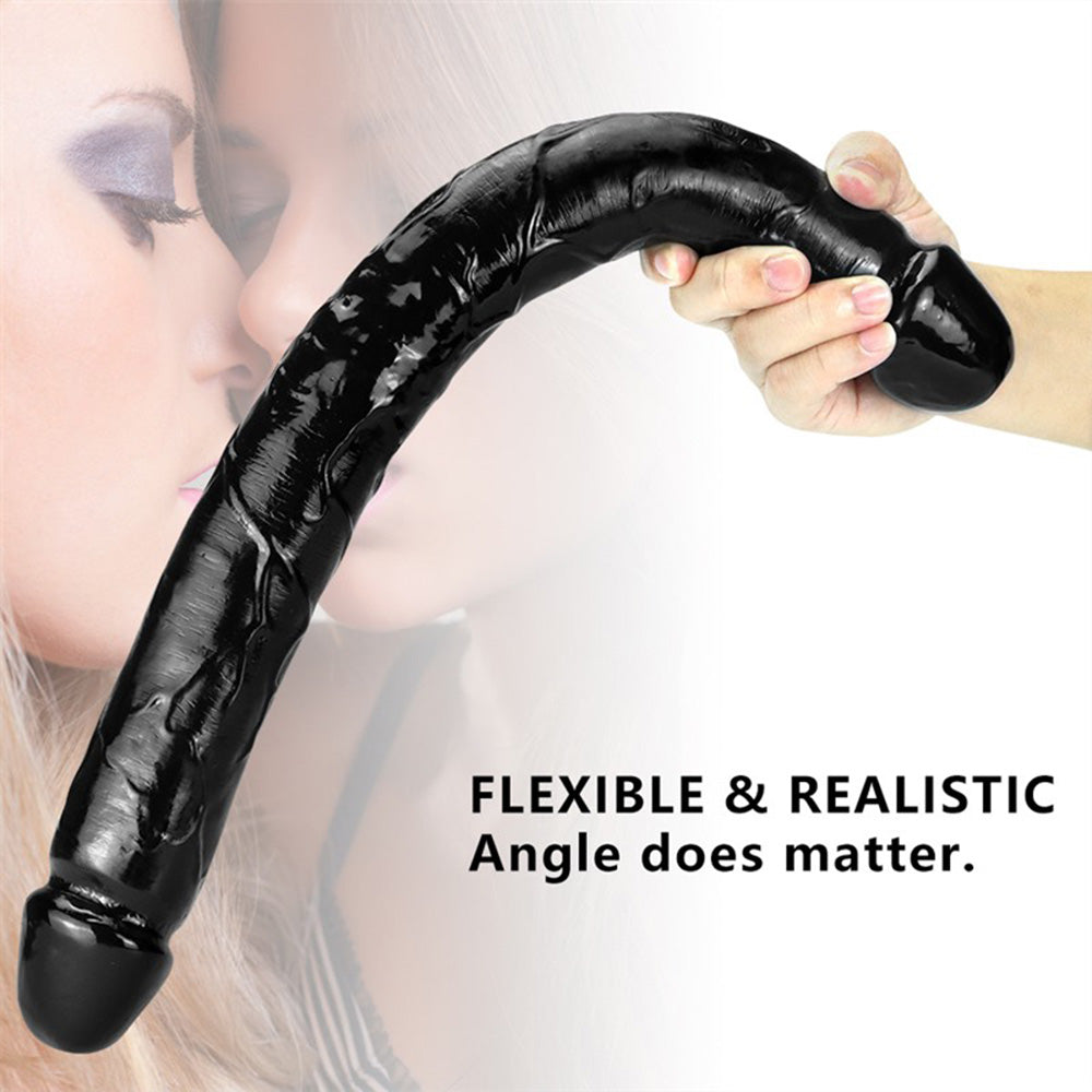 18 Inch Black Lesbian Double Ended PVC Dildo – product view 3