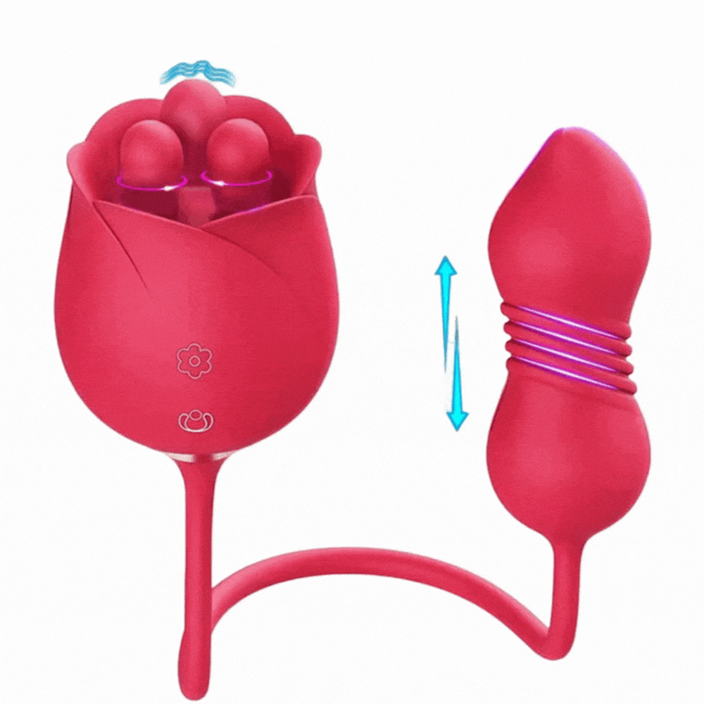 S475-7 4-in-1 Three Pistils Rose Toy With Telescopic Egg
