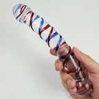 Crystal Glass Dildo Red And Blue Texture Anal Plug – product view 2