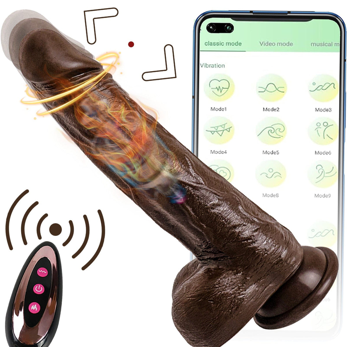 6.6 in Vibrating Thrusting Swing Thick Long Lifelike Dildo With Remote Control