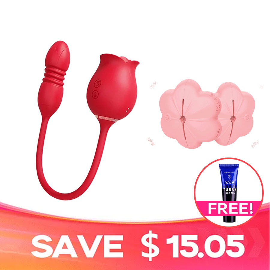DualVibe - Compact Rose Massager with Air Suction & Vibe